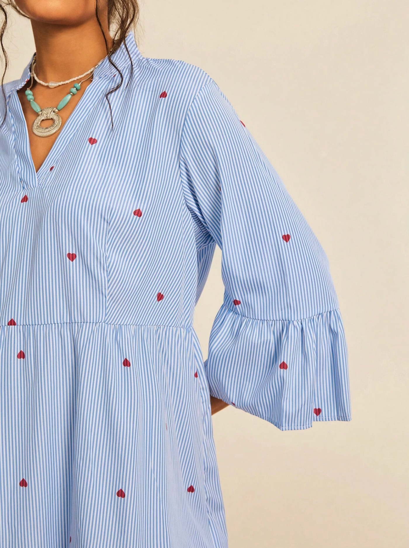Striped Heart Poplin Dress